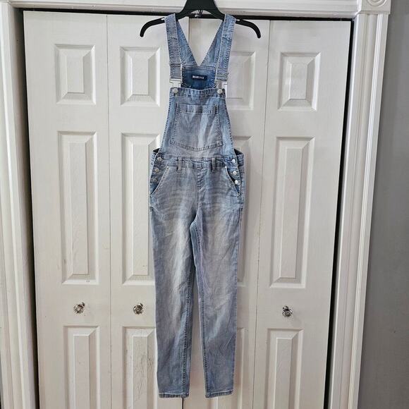 Blue Spice Women's Blue Bib Light Wash Distressed Overalls Jumpsuit Size 5 - Picture 1 of 8
